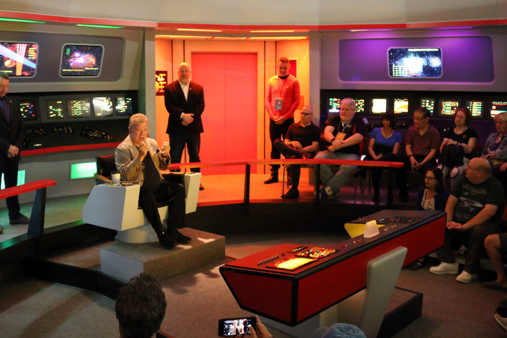 William Shatner on the bridge of the Enterprise